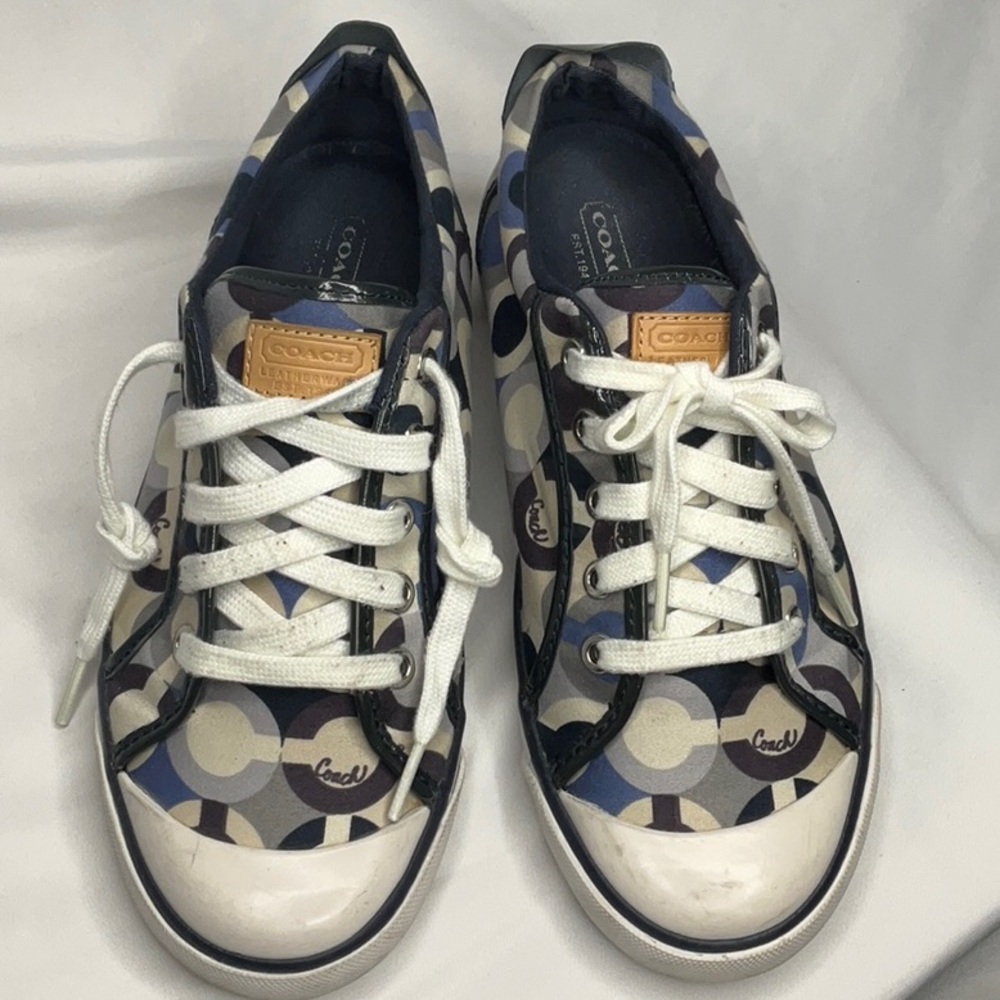 Coach Barrett Signature Sneakers Navy Blue and Multicolor Size 8 - Picture 4 of 11